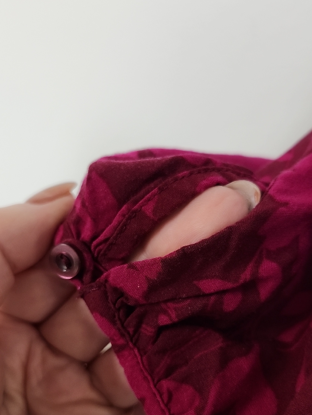 St. John’s Bay Floral Henley Blouse in Magenta and Berry - Picture 6 of 6